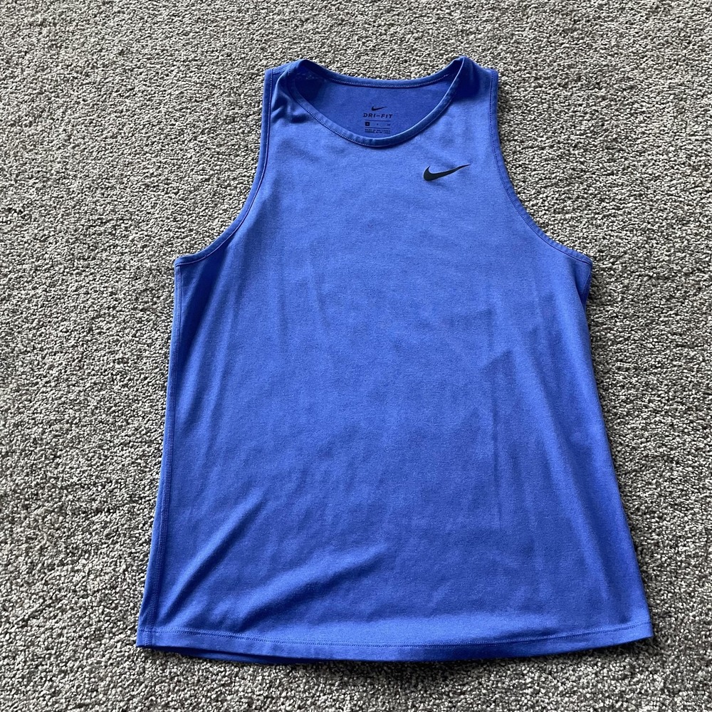 Nike Dri-FIT Tank Top Shirt Mens Small Blue Sleeveless Running Training Top